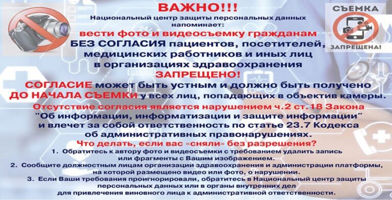 Фото и видеосъемка без согласия субъекта персональных данных является нарушением законодательства о защите персональных данных
